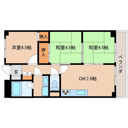 筒井駅 徒歩1分 3階の物件間取画像